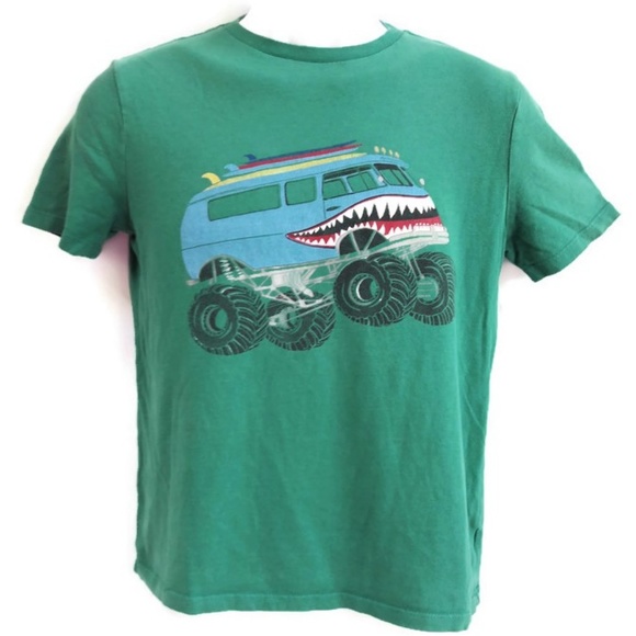 Gap Kids Tee T Shirt Monster Surf Bus Green XL 12 - Picture 2 of 5